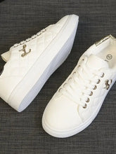Quilted Platform Sneakers with Metallic Gold Accents Woman Sneakers