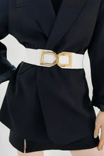 Double D Buckle PU Belt White One Size Belts