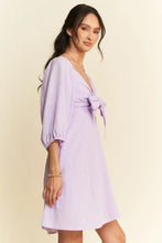 Davi & Dani Self-Tie Puff Sleeve Smocking Open Back Mini Dress Casual Dresses