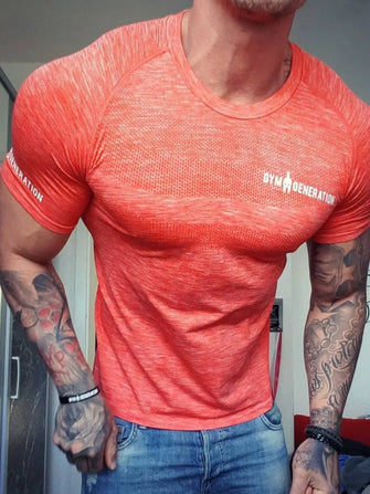 Men's Plus Size Round Neck Short Sleeve T-Shirt Coral