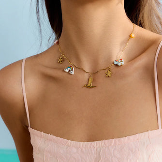 18K Gold-Plated Stainless Steel Pendant Necklace Gold One Size