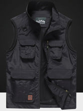 Men's Plus Size Zip Up Vest with Pockets Black