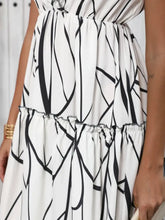 Abstract Print Ruffle Sleeve V-Neck Midi Dress Woman Casual Dress