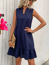 Ruffled Hem Notched Sleeveless Dress Casual Dresses