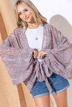 And The Why Sheer Front Tie Knot Oversized Kimono Wrap Cover Up Woman Outerwear