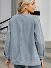 Pocketed V-Neck Button Up Denim Jacket Woman Outerwear