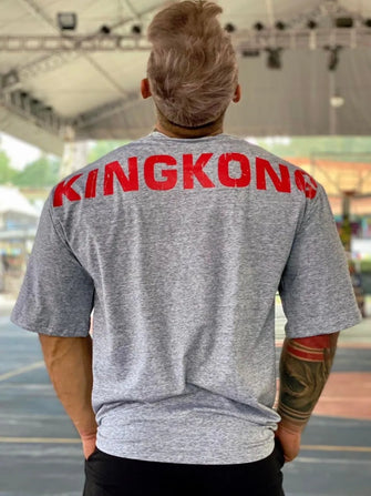Men's Plus Size KING KONG Round Neck T-Shirt Gray