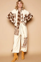 POL Plaid & Star Patchwork Contrast Long Sleeve Shacket Woman Outerwear