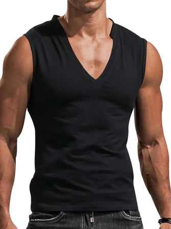 Men's Plus Size V-Neck Tank Black