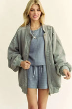 Davi & Dani Exposed Seam Zip Up Dropped Shoulder Jacket Woman Outerwear