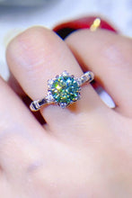 1 Carat Moissanite 925 Sterling Silver Ring Light Green