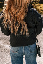 Checkered Turtleneck Zip Up Long Sleeve Winter Coat Woman Outerwear