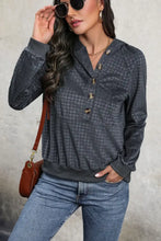 Perfee Printed Half Button Long Sleeve Hoodie Woman Sweatshirts