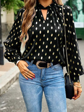 Devine Mock Neck Cutout Lantern Sleeve Blouse Woman Blouses