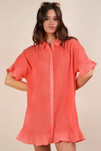 VERY J Pleated Detail Button Down Mini Dress Casual Dresses