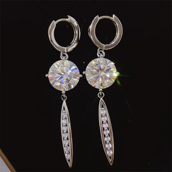 10 Carat Moissanite 925 Sterling Silver Earrings Silver One Size