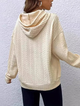 Drawstring Texture Long Sleeve Hoodie Woman Sweatshirts