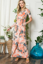 Celeste Paisley Print Short Sleeve Maxi Dress with Pockets ORANGE PAISLEY