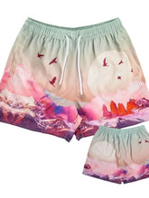 Men's Plus Size Drawstring Printed Shorts Pale Blush