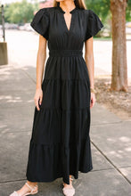 Notched Short Puff Sleeve Dress