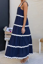 Contrast Trim Square Neck Dress Woman Maxi Dress