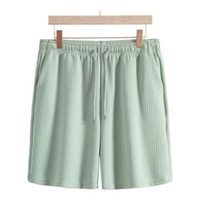 Men's Full Size Casual Textured Drawstring Shorts Plus Size Green
