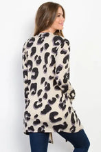 Be Stage printed open knit cardigan with leopard print and pockets