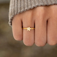 925 Sterling Silver Enamel Flower Ring White Rings