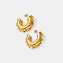 Titanium Steel Inlaid Zircon C-Hoop Earrings Gold One Size