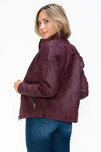 YMI Faux Layered Double-Zipper Jacket with Fuzzy Hood Woman Outerwear