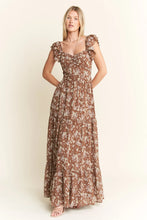 Jade By Jane Ruffle Sleeve Tiered Maxi Dress MOCHA