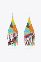 Pair of colorful beaded dangle earrings with fringe