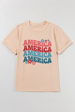 Beige America Text Basic Womens T Shirt