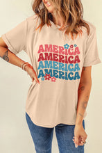Beige America Text Basic Womens T Shirt
