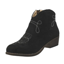 Beige and Black Suede Mid Heel Ankle Boots for Women