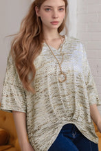 Beige and Black Twist Front Patterned V Neck T Shirt for Women Beige