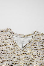 Beige and Black Twist Front Patterned V Neck T Shirt for Women