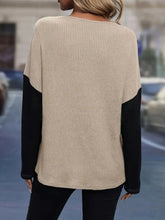 Beige and Black Two-Tone Lace Trim Sweater for Women