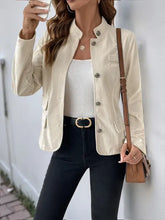 Beige satin blazer with gold hardware in cream blazer set
