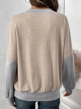 Beige and Gray Two Tone Long Sleeve Sweatshirt for Women