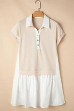 Beige and White Collared Polo Shirt Dress for Women Casual Dresses