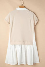 Beige and White Collared Polo Shirt Dress for Women Casual Dresses