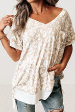 Beige and White Patterned V Neck Tunic Top for Women Eggshell