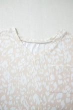 Beige and White Patterned V Neck Tunic Top for Women Woman T Shirts