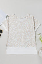 Beige and White Patterned V Neck Tunic Top for Women