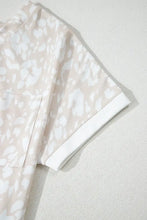 Beige and White Patterned V Neck Tunic Top for Women Woman T Shirts