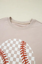 Beige Baseball Checkerboard Graphic T-Shirt for Women Woman T Shirts