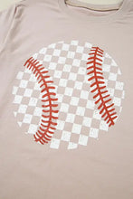 Beige Baseball Checkerboard Graphic T-Shirt for Women Woman T Shirts