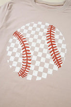 Beige Baseball Checkerboard Graphic T-Shirt for Women Woman T Shirts