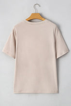 Beige Baseball Checkerboard Graphic T-Shirt for Women